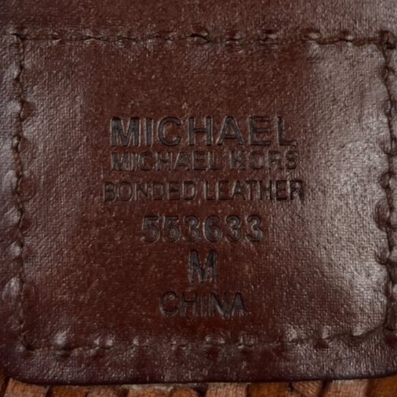 MICHAEL Michael Kors Bonded Leather Woven Belt Size Medium Brown Goldtone Buckle - Picture 3 of 11